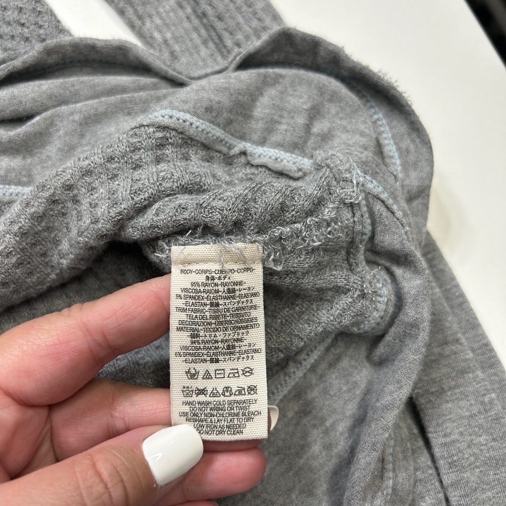 Free People oversized Laguna thermal thumb holes in light heather gray size XS - Picture 10 of 14
